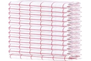 Sweet Needle Servilletas De Cena Big Checks De 12 Paquetes - Rojo - 50X50 Cm - Hilo De Algodón 100% Teñido - Sobredimensionado, Calidad Pesada, Sin Pelusa, Doblado con Esquinas Ingleteadas