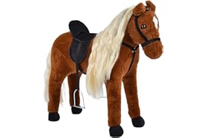 Pink Papaya Stehpferd zum draufsitzen | 75cm Spielpferd zum Reiten Bella | Pferd zum Reiten für Kinder mit Sound | Sattel Pferd