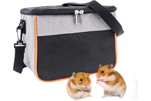Seahelms Tragetasche für Hamster, kleine Tiere, für Meerschweinchen, tragbare Reisetasche, syrische Hamster, atmungsaktive Handtasche für Rennmäuse, Mäuse, Ratten, Hasen, Eichhörnchen, Kätzchen(XL)