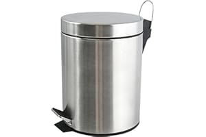 MSV Poubelle à cosmétiques Acier Inoxydable Argenté finiton satinée avec Récipient intérieur Amovible Salle de Bains Poubelle à pédale Boîte à ordures – 3 et 5 litres