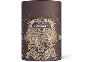 Ancient + Brave - Cacao + Collagen Powder 250g - Peruvian Raw Cacao Hot Chocolate with Grass-Fed Hydrolysed Bovine Collagen - Premium Blend of Organic Cocoa, Ashwagandha & Baobab - High Protein, Keto