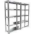 Bricozone Scaffale In Metallo Con 5 Ripiani 187 x 100 x 30 cm Regolabili Ideale Per Magazzino Capannone Garage Officina Canti