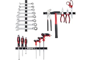 GRAFT juego barras imantadas | 3 soportes imantados para llaves inglesas – llaves de boca – destornilladores – atornilladores y herramientas en general | accesorios para taller y garaje