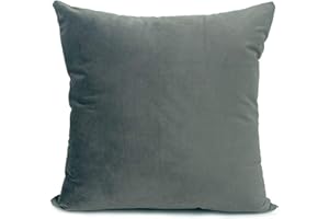 cushion mania Large Plain Velvet Cushion Cover – Soft Thick Plush Decorative Pillow Case for Sofa & Bed – Luxury Square Scatter Cushion (Silver, 21"x21" Filled Cushion)