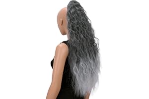 CAISHA 70 Extra Lungo Voluminoso Ondulato Coda Di Cavallo Parrucchino Fibre Sintetiche Resistenti Al Calore Con Clip A Farfalla Nero Grigio Mix H708