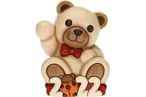 THUN - Teddy Buon Anno 2022 - Ceramica - Linea Natale - Living, Arredare la Casa - 6,5x5,9x8,3 cm h