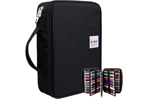 OVAKIA 220 Trous Trousse à Crayon,Grande Capacité Pochette Porte Stylo Sac de Crayon Durable et Anti-Salissant avec 3 Compartiments Trousse Scolaire pour Dessinateur Professionnelle ou Amateur