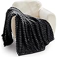 GC GAVNO CAVAILIA Fleece Throw Blanket | Soft Fluffy Throws For Sofas, Bed, Settee, Couch | Extra Warm Large Blanket Throw | Easycare, Anti Allergic | Double 150x200 Cm | Black