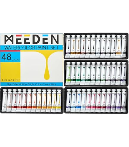 MEEDEN 48 stuks stevige aquarelset in draagbare doos MEEDEN 48 stuks stevige aquarelset in draagbare doos