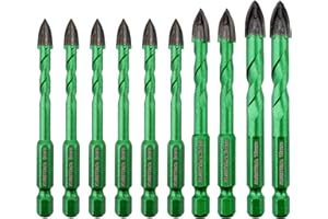 KURSTOL Set Punte Trapano a Secco - 10 pezzi 6mm*4/8mm*2/10mm*2/12mm*2 Punta in Carburo con Gambo a Cambio Rapido per Porcellanato Piastrelle Legno Plastica Cemento Muratura