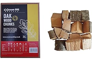 Exstream BBQ Barbecue Smoking Wood Chunks Food Smoke Apple, Hickory, Oak, Cherry, Mesquite 100% Natural No Chemicals (Oak 3 Litre)