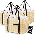 SILVER SHADES 3pcs Reusable Grocery Bag: Large Capacity, Foldable Design - Perfect for Shopping & Travel (Yellow)