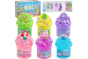 MJUTHY Schleim Kinder Meerjungfrau - Ungiftig Slime Set Zum Selbermachen, Slimy Butter Crystal Clear Fluffy Schleim Slime Kit für Mädchen & Jungen Party Geschenk Geburtstag Weihnachten Mit 7 Zubehörpaketen