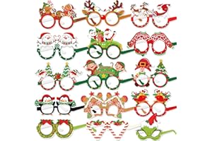 DPKOW 30pcs Carta Buon Natale Festa Occhiali Foto Props per Natalizie Bomboniere Accessori, Albero di Natale Corona Babbo Natale Pupazzo di Neve Omino di Pan di Zenzero Casa Pinguino Elfo