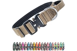 TSPRO Premium Hundehalsband mit Griff Dickes Verstellbares Taktisches Hundehalsband Schwere Ausführung Schnellverschluss Metallschnalle für Mittelgroße bis Große Hunde (Khaki L)