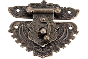Mgoodoo Lot de 1 Fermoir 68 x 58 mm pour Boîte en bois Vintage Antique, Serrure Décorative Bronze, Loquet pour Coffre en bois ancien Boîte à bijoux Caisses avec vis