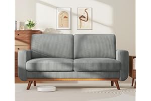 Vesgantti 172cm Loveseat Sofa Dark Grey, Comfy Corduroy Couch with Spring Cushion, 2 Seater Sofa with Solid Wood, Sofa Couch with Deep Seat, Sofa for Bedroom, Loveseat for Living Room, Office Couch