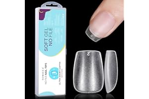 TOMICCA Trumna bardzo krótkie tipsy do paznokci, miękkie tipsy żelowe pełne pokrycie, matowe sztuczne paznokcie, 360 sztuk, 15 rozmiarów