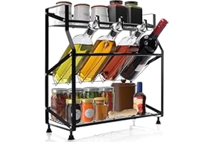 BELLE VOUS Especiero Cocina de 3 Niveles - Organizador Especias y Botes – Estante de Sobremesa Negro para la Cocina/Alacena para Colocar Hierbas y Especias – Ideal para Gabinetes, Mesas y Despensas