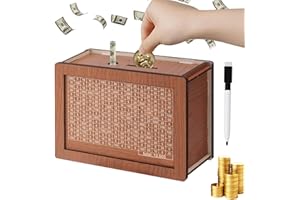 Xinpinzhou Wooden 10000 Saving Challenge Box for Adults, 10,000 10k Pound Coin Cash Vault Money Saver Saving Counter Wooden Piggy Bank Box for Boys With Numbers Cashbox Piggybank