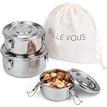 BELLE VOUS Edelstahl Brotdosen Set – 3 Lunchboxen Mit Tasche | Auslaufsicher, Spülmaschinenfest