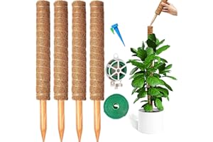 CHWUYI Moss Pole,2PCS/4PCS Plant Supports for Indoor Plants, Coir Totem Moss Pole for Monstera Support Cheese Plant Sticks Support with 20M Plant Cable Ties and Mini Gardening Tools Set (4PCS)