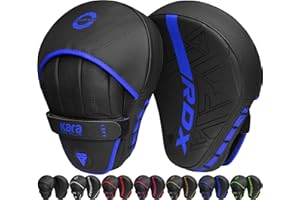 RDX Manoplas de Boxeo Muay Thai MMA Entrenamiento Paos, Maya Hide Cuero Curvadas Boxing Pads, Kara Gancho Y Jab Patada Almohadilla para Kick Boxing Sparring Artes Marciales Taekwondo Karate Training