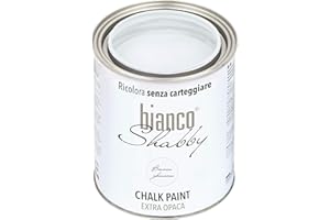 bianco Shabby® Peinture Craie Toutes Surfaces - 1 L Blanc Glace Peinture Mate Chalk Paint Adaptée aussi aux Meubles en Bois - Chalky paint Deco Maison Vintage & Déco Meuble