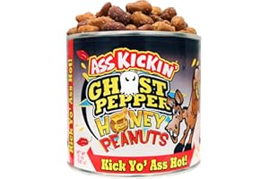 ASS KICKIN' KICKIN' Ghost Pepper Cacahuetes picantes - 12oz - Ultimate Spicy Gourmet Gift Peanuts - ¡Pruébalo si te atreves!