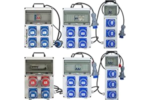 VSDItalia – Quadro Elettrico da Cantiere ASC – 2 Prese 220V da 16A e 2 Prese 400V a 4 Poli - con Differenziale da 25A e Magnetotermico da 16A - Spina di ingresso 400V a 5 Poli - Certificazione Inclusa