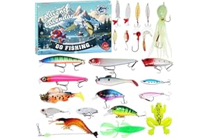 FUNEWEST Angel Adventskalender 2025 Männer - 24 Türchen Premium Angelköder Set Angler, Vater, Opa, Bruder, Freund - Advent Calendar 2025 Fishing Lure