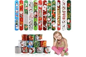 Amyang 48 PCS Christmas Slap Bracelets Christmas Toys for Kids Boys Girls Toddlers Christmas Party Favors Stocking Stuffers Gifts