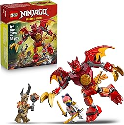 LEGO Ninjago Kais Dragon Mech Battle Set - Ninja Toy for Boys and Girls - Model Building with Action Figure, 3 Mini Figures and Katanas - Gift for Children from 6 Years - 71851
