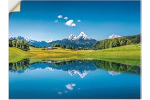 ‎ARTLAND ARTland Wanddeko Wandtattoo selbstklebende Vinylfolie 80x60 cm Landschaften Berge Fotografie Blau Landschaft in den Alpen T9QB