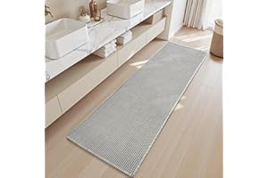SIXHOME Alfombra de baño Moderna Bicolor con diseño de gofre Antideslizante Alfombrilla de baño superabsorbente Lavable a máquina 60 * 120cm Gris-Blanc