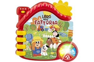 Chicco Sprechendes Büchlein des Bauernhofs, elektrisches Lernbuch, zweisprachig, Anzeige auf Italienisch und Englisch, inklusive Batterien, Alter 6-36 Monate, Mehrfarbig