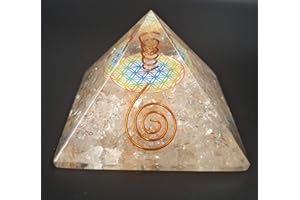 VALMONI SPORT Pirámide Orgonita Cuarzo Blanco 9x9cm Feng Shui Transforma Energía Negativa a Positiva Cristales Terapia