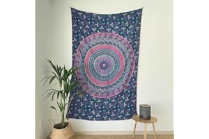MOMOMUS Mandala Arazzo da Parete per Camera da Letto, Soggiorno, Altre Stanze -100% Cotone, Colori Vivaci, Stile Indiano- Telo/Poster/Arazzo Mandala da Parete -Lilla, 135x210 cm