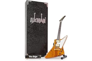 AXMAN The Edge (U2) Réplica de guitarra en miniatura, regalos musicales, escala 1/4 ornamental hecha a mano, incluye una caja de exhibición, etiqueta de nombre y soporte para guitarra en miniatura