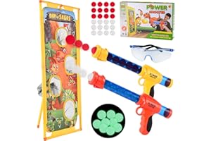 Herefun Pistola Giocattolo per Bambini, Set con 24 Palline di Schiuma + Bersaglio di Tiro in Piedi + Occhiali Protettivi, Gioco per Ragazzi e Ragazze