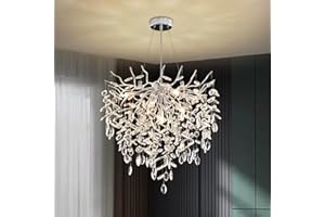 ‎AHXIAOZN Modern Kronleuchter Kristall Golden, Große Luxus Raindrop Pendelleuchte, Rund Kristall Hängeleuchte Light Fixture, Luxury Tree Branch Kronleuchter für Kücheninsel, Esszimmer, 60cm