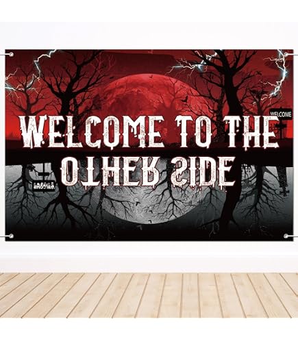 Toile De Fond "Bienvenue De L'autre Côté" 150x100 Cm - Thème Stranger Things Halloween - Décoration Fête