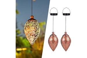 Görvitor Solar Lantern for Outdoor Use, Pack of 2, Metal Solar Lanterns for Outdoor Use, Waterproof IP65, Warm White Paisley Solar Lights for Outdoor Garden Decoration, Hanging for Balcony, Garden