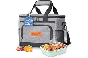 KAEFUYS Borsa Termica Porta Pranzo 15L Borse Frigo Pranzo per Uomo e Donna Borsa Pranzo Portatile per Ufficio Scuola Barbecue Campeggio All'aperto Grigio