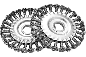 BUT THE COW 2 Stk Rundbürsten Set, Drahtbürste Winkelschleifer 125mm x 22mm, Scheibenbürste, Zopfrundbürste, Stahldraht für Bohrmaschine, Stahlbürste mit gezopften Drahtborsten, Drahtbürste für Winkelschleifer