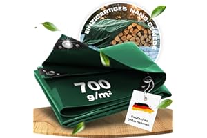 ‎TREKLINE Premium Abdeckplane wasserdicht, Extrem Reißfest, Langlebig, UV-Beständig, patentierter Schutz - 5 Jahre Garantie - Plane mit Ösen, Gewebeplane, Boote, Gartenmöbel, Holz (700 g/m², 400x600cm)