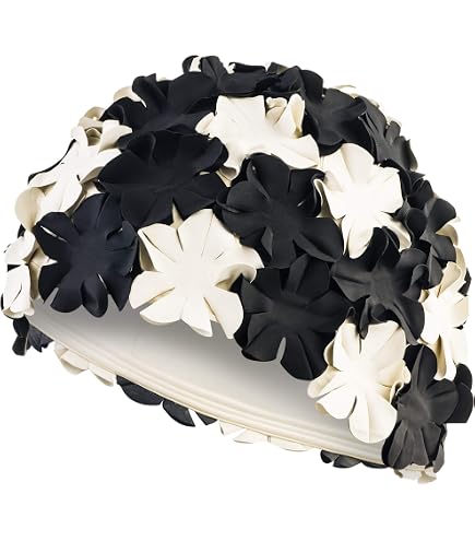 CHEX Anzio Damen Bademütze Vintage – Thermogummi Mit 3D-Blüten, Schutz Vor Chlor & Sonne