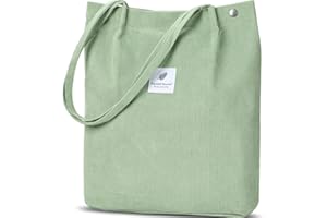 WantGor Corduroy Totes Bag Women's Shoulder Handbags Big Capacity Shopping Bag (Pea Green)