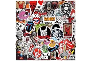 FOCRI Rock N Roll Pegatinas, 100 Piezas Unidades Moda Banda Música Pegatinas, Vinilo Impermeables Pegatinas Paquetes Para Adultos, Adolescentes, Grafiti Pegatinas Para Monopatín, Scooter, Guitarra