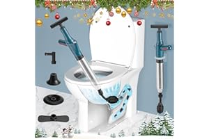 Iptienda Toilet Plunger, Heavy Duty Toilet Plunger Unblocker with Barometric Indicator and 360° Unclogging Head with Holder Drain Unblocker Toilet unblocker for Unblocking Toilet, Sink, Bathtub, Drain